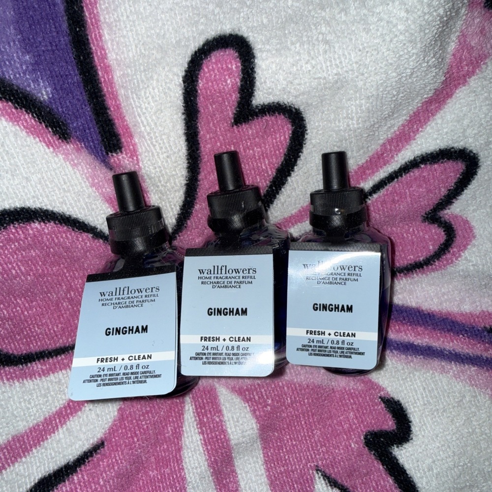 Bath & Body Works Wallflowers NEW Refill Plug-Ins Lot‎ 3 GINGHAM Fresh And Clean